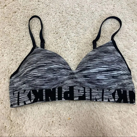 PINK Sports Bra Athletic Victoria's Secret Gray Small Space Dye - Picture 1 of 3